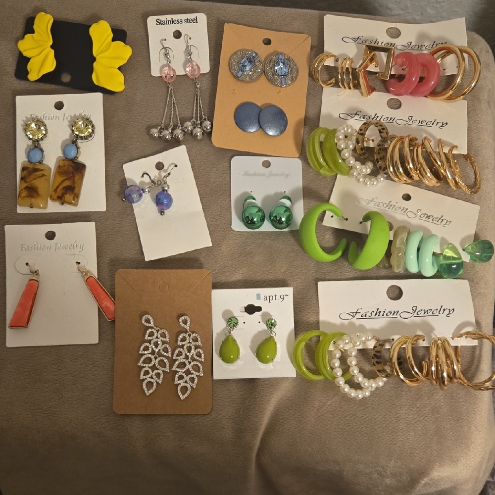 Assorted Fashion Earrings Bundle Lot Statement & Hoop Set